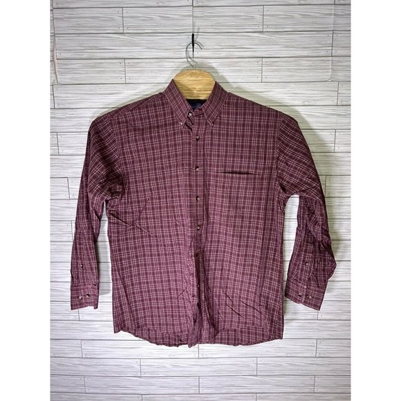 Pendleton Men's Red Plaid Wrinkle‎ Resist Broadway Cloth 100% Cotton LS Sz Large - Picture 2 of 8